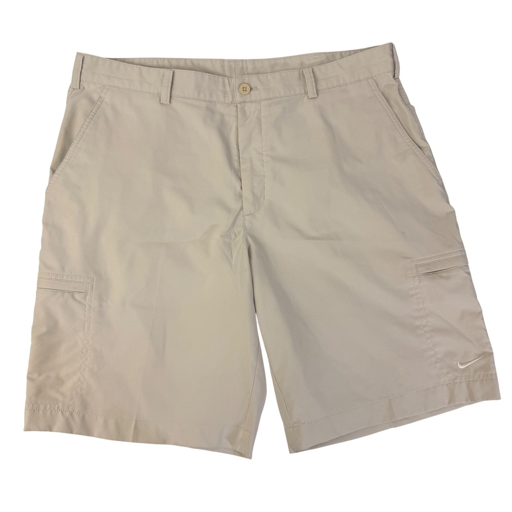 Nike Golf Shorts Mens 36 Beige Good Dri-FIT Cargo Pockets Athletic Casual